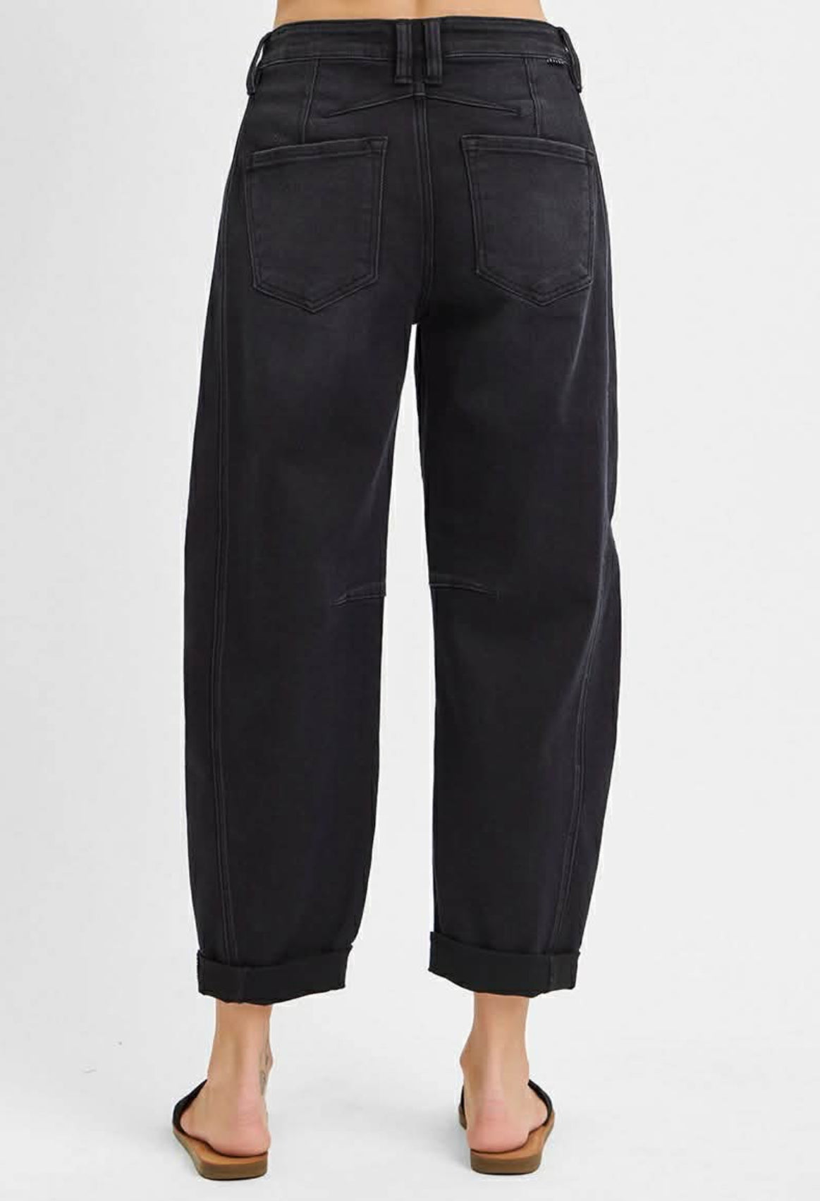 Risen Black Barrel Jeans-Jeans-Risen Jeans-Stuffology - Where Vintage Meets Modern, A Boutique for Real Women in Crosbyton, TX