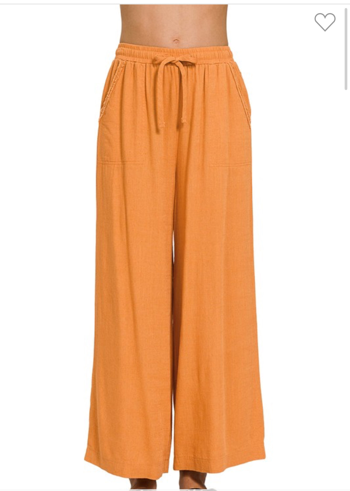 Apricot Wide Leg Linen Pants-Pants-Zenana-Stuffology - Where Vintage Meets Modern, A Boutique for Real Women in Crosbyton, TX