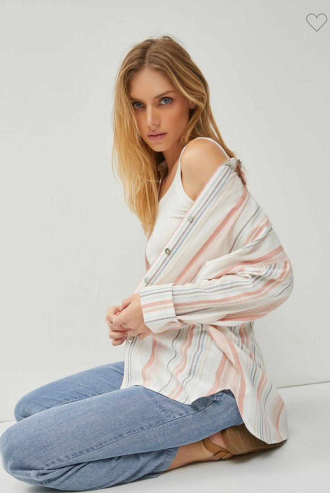 Stripe Button Down Shirt | Stuffology Boutique-Long Sleeves-Be Cool-Stuffology - Where Vintage Meets Modern, A Boutique for Real Women in Crosbyton, TX