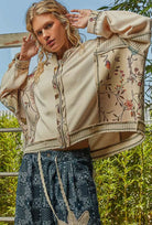 POL Clothing Floral Patchwork Thermal Hoodie Jacket-Jackets-Pol Clothing-Stuffology - Where Vintage Meets Modern, A Boutique for Real Women in Crosbyton, TX