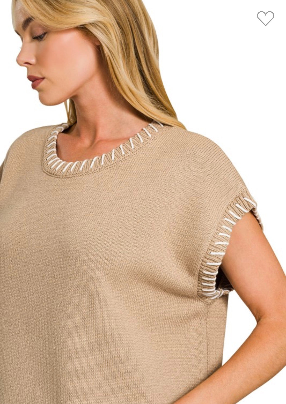 Stitch Detail Sweater Vest-Sweater Vest-ZENANA-Stuffology - Where Vintage Meets Modern, A Boutique for Real Women in Crosbyton, TX