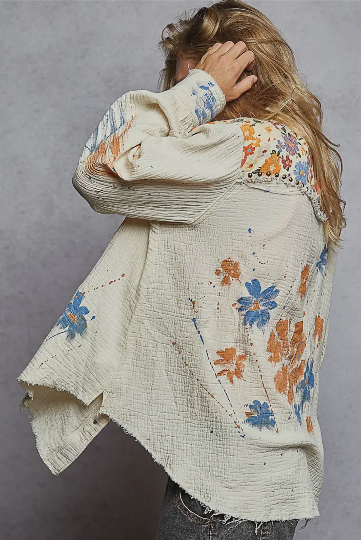 POL Clothing - Artsy Double Gauze Shirt Jacket-Pol Clothing-Stuffology - Where Vintage Meets Modern, A Boutique for Real Women in Crosbyton, TX