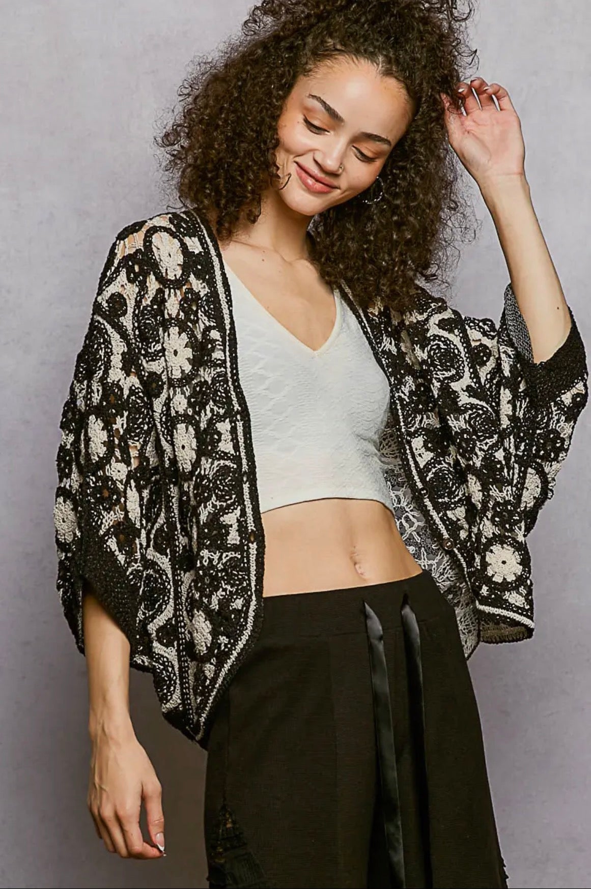 POL Clothing Orange Crochet Batwing Cardigan-Cardigan-Pol Clothing-Stuffology - Where Vintage Meets Modern, A Boutique for Real Women in Crosbyton, TX