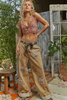 POL Clothing Floral Patchwork Rolled Hem Pants-Pants-POL Clothing-Stuffology - Where Vintage Meets Modern, A Boutique for Real Women in Crosbyton, TX