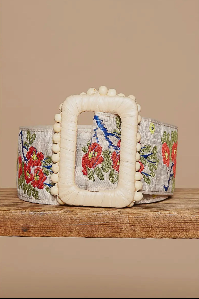 POL Clothing Boho Bloom Embroidered Belt-BELT-POL Clothing-Stuffology - Where Vintage Meets Modern, A Boutique for Real Women in Crosbyton, TX
