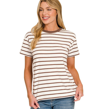 Striped Crew Neck Tee-Tops-Zenana-Stuffology - Where Vintage Meets Modern, A Boutique for Real Women in Crosbyton, TX