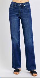 Judy Blue Mid Rise Straight Jeans-Jeans-Stuffology Boutique -Stuffology - Where Vintage Meets Modern, A Boutique for Real Women in Crosbyton, TX