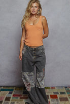 POL Clothing Vintage Black Leopard Patchwork Wide-Leg Jeans-Pol Clothing-Stuffology - Where Vintage Meets Modern, A Boutique for Real Women in Crosbyton, TX