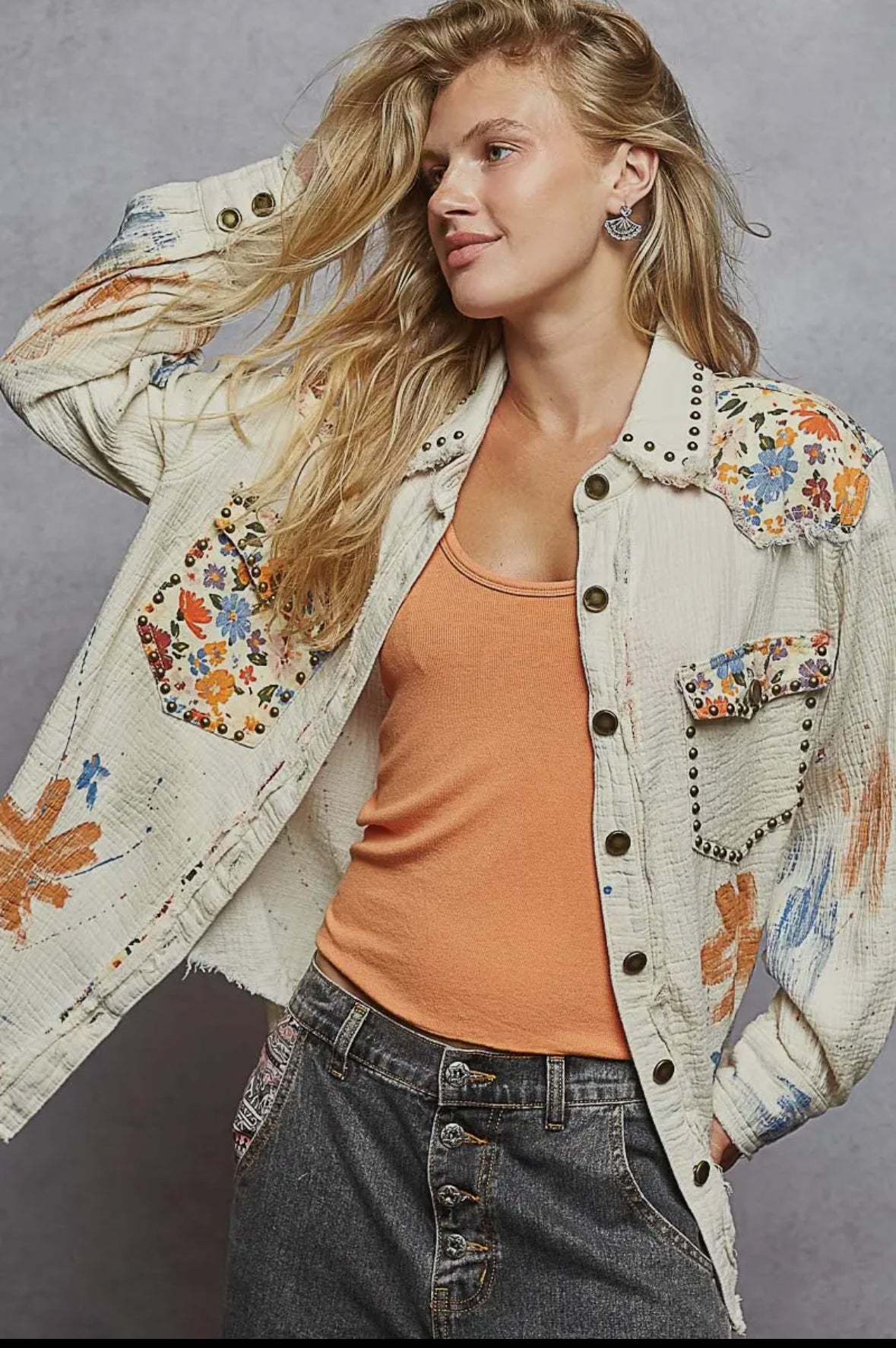 POL Clothing - Artsy Double Gauze Shirt Jacket-Pol Clothing-Stuffology - Where Vintage Meets Modern, A Boutique for Real Women in Crosbyton, TX