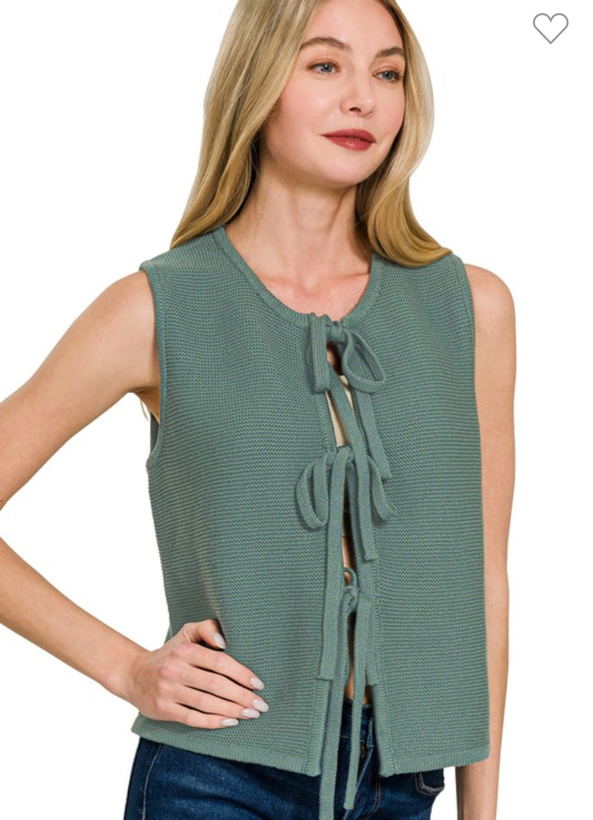 Cotton Knit Tie Front Vest-Cotton Knit Vest-Stuffology Boutique -Stuffology - Where Vintage Meets Modern, A Boutique for Real Women in Crosbyton, TX