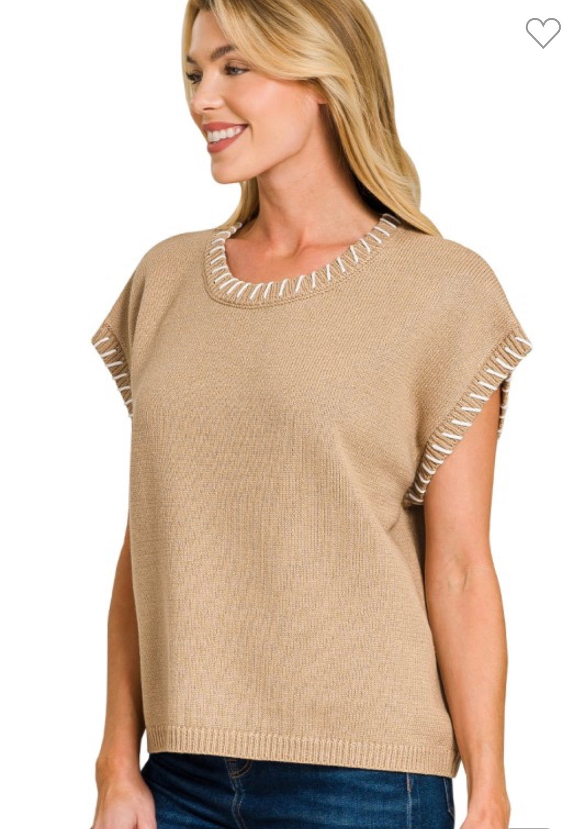 Stitch Detail Sweater Vest-Sweater Vest-ZENANA-Stuffology - Where Vintage Meets Modern, A Boutique for Real Women in Crosbyton, TX