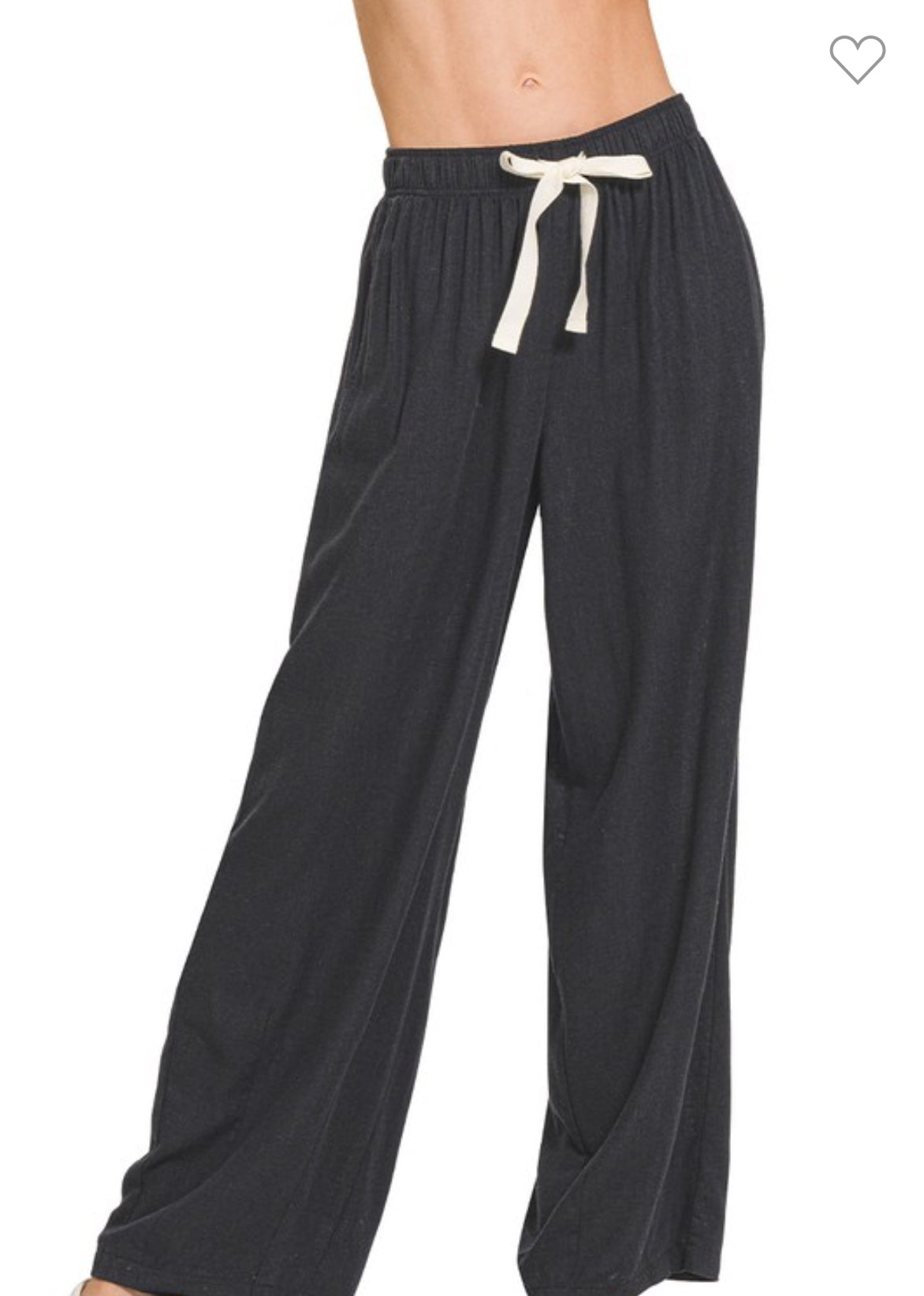 Black Linen Blend Drawstring Pants-Pants-Stuffology Boutique-Stuffology - Where Vintage Meets Modern, A Boutique for Real Women in Crosbyton, TX