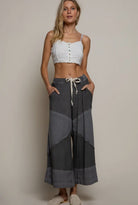 Contrast ribbed elastic waist casual knit culottes pants-Pants-Pol Clothing-Stuffology - Where Vintage Meets Modern, A Boutique for Real Women in Crosbyton, TX