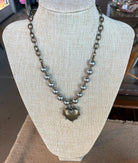 Gray Pearl Chain Necklace with Vintage Heart Pendant-Necklaces-Lost & Found Trading-Stuffology - Where Vintage Meets Modern, A Boutique for Real Women in Crosbyton, TX