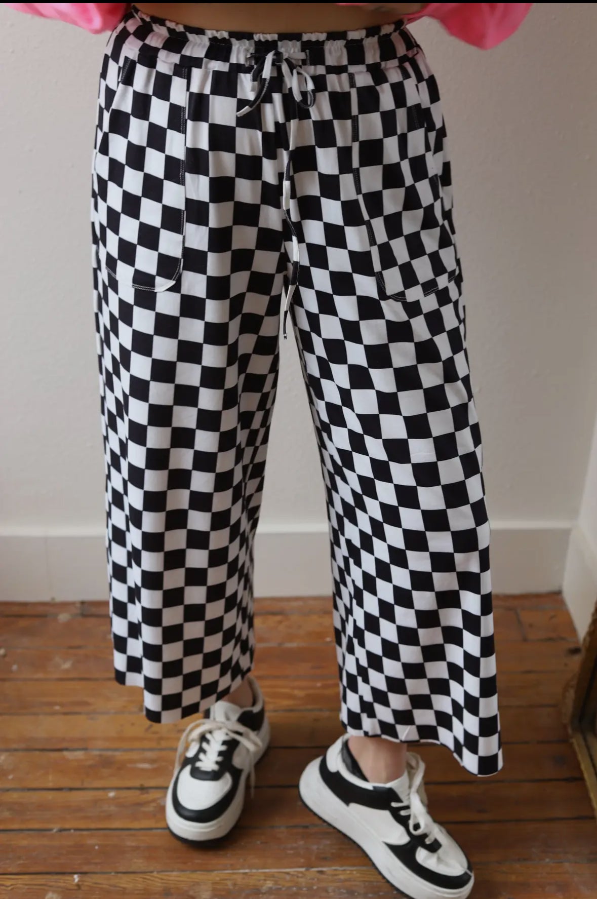 Black and White Check Pants-Pants-Stuffology Boutique -Stuffology - Where Vintage Meets Modern, A Boutique for Real Women in Crosbyton, TX