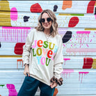 Jesus Loves You Sweatshirt-SWEATSHIRT-Prickly Pear TX-Stuffology - Where Vintage Meets Modern, A Boutique for Real Women in Crosbyton, TX