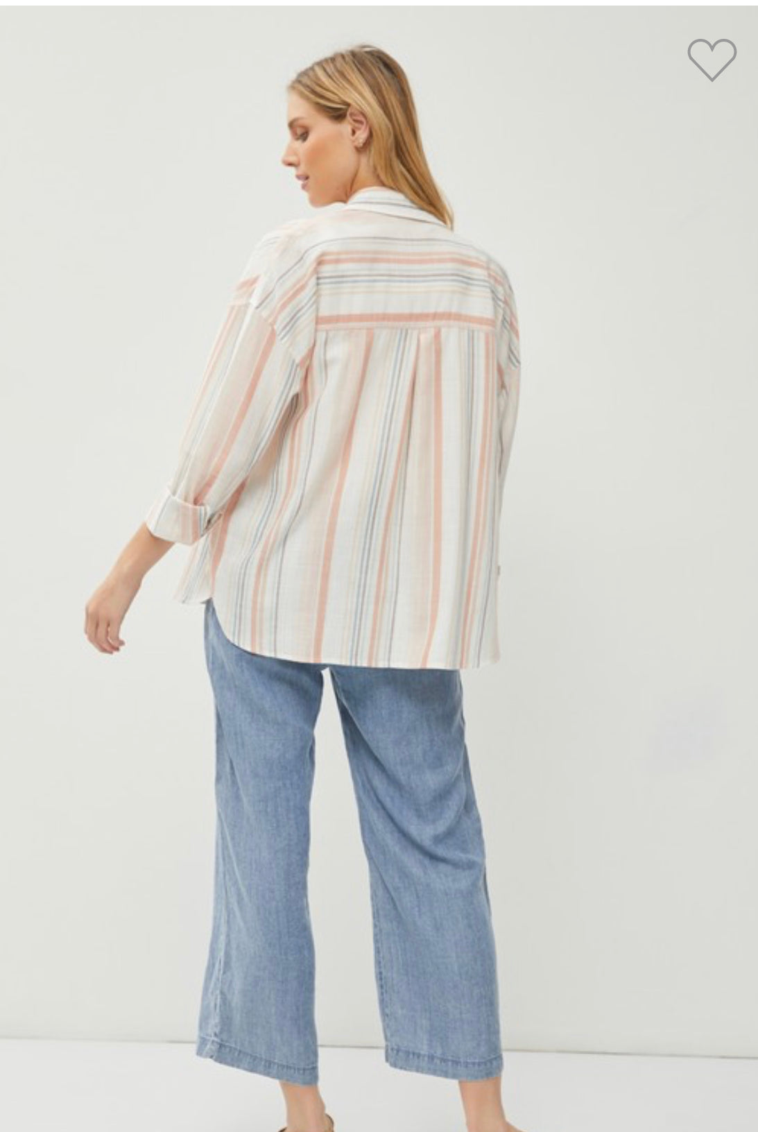 Stripe Button Down Shirt | Stuffology Boutique-Long Sleeves-Be Cool-Stuffology - Where Vintage Meets Modern, A Boutique for Real Women in Crosbyton, TX