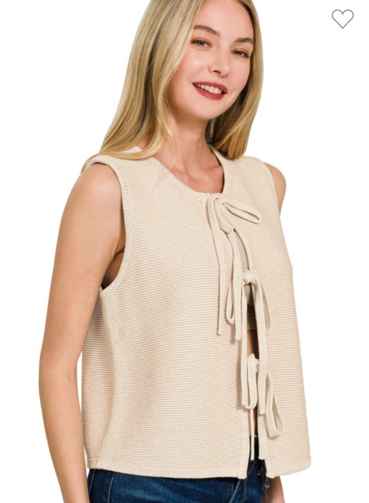 Cotton Knit Tie Front Vest-Cotton Knit Vest-Stuffology Boutique -Stuffology - Where Vintage Meets Modern, A Boutique for Real Women in Crosbyton, TX