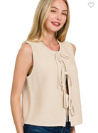 Cotton Knit Tie Front Vest-Cotton Knit Vest-Stuffology Boutique -Stuffology - Where Vintage Meets Modern, A Boutique for Real Women in Crosbyton, TX