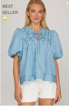 Blue Stripe Everyday Top-stripe top-She and Sky-Stuffology - Where Vintage Meets Modern, A Boutique for Real Women in Crosbyton, TX