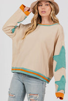 French Terry Star Appliqué Pullover Top /Stuffology Boutique-TOP-Stuffology Boutique-Stuffology - Where Vintage Meets Modern, A Boutique for Real Women in Crosbyton, TX