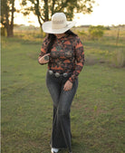 Black Rusty Desert Cowboy Mesh Top-MESH TOP-Stuffology Boutique -Stuffology - Where Vintage Meets Modern, A Boutique for Real Women in Crosbyton, TX