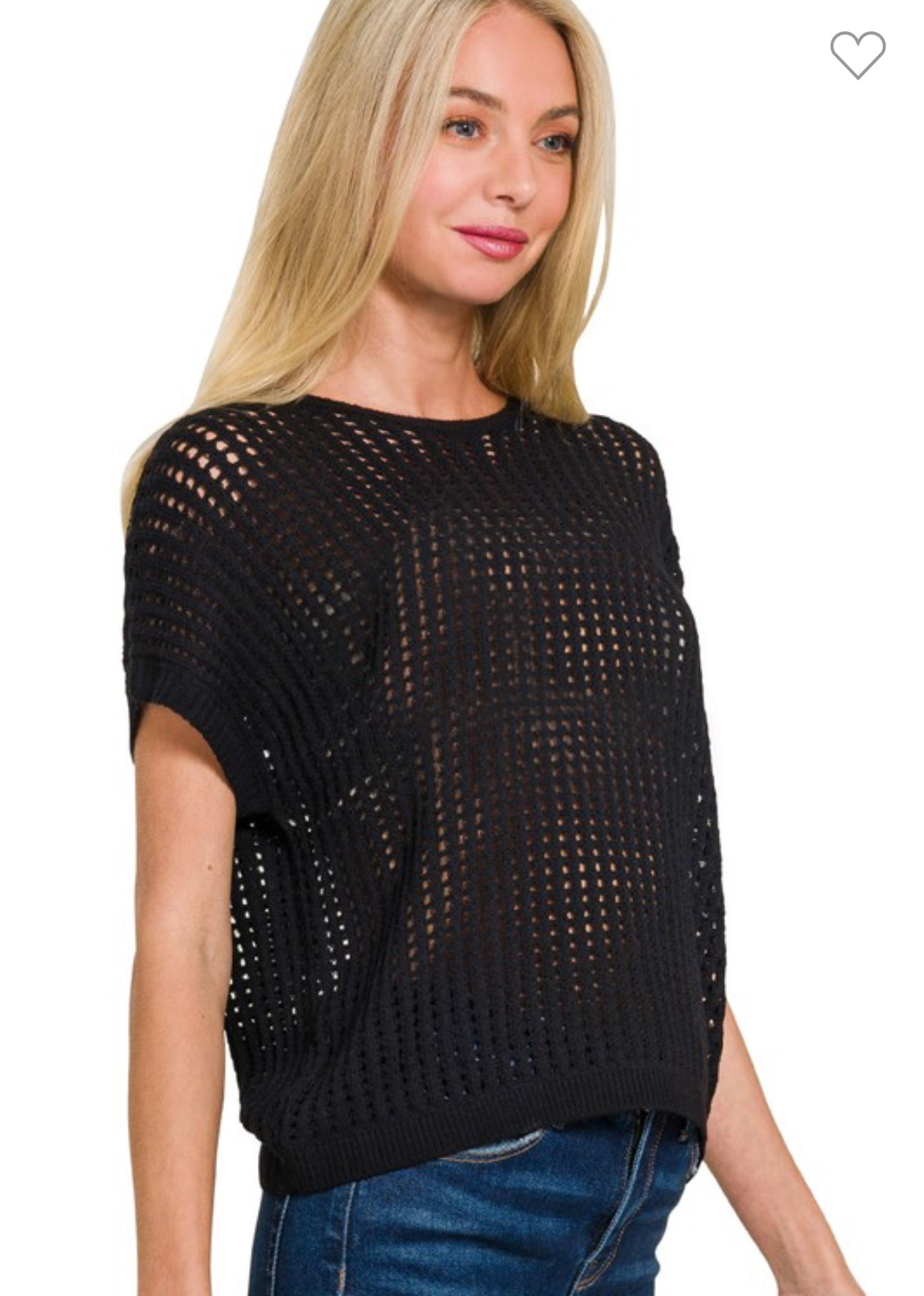 Black Open Knit Sweater-Sweater Vest-Zenana-Stuffology - Where Vintage Meets Modern, A Boutique for Real Women in Crosbyton, TX