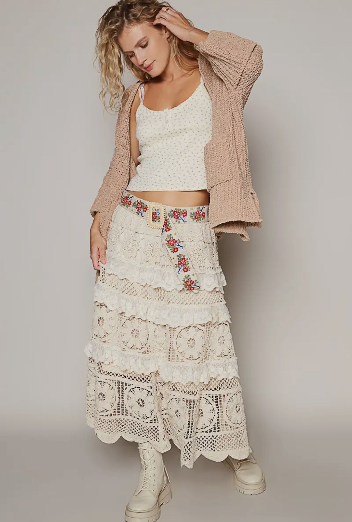 POL Clothing Boho Bloom Embroidered Belt-BELT-POL Clothing-Stuffology - Where Vintage Meets Modern, A Boutique for Real Women in Crosbyton, TX