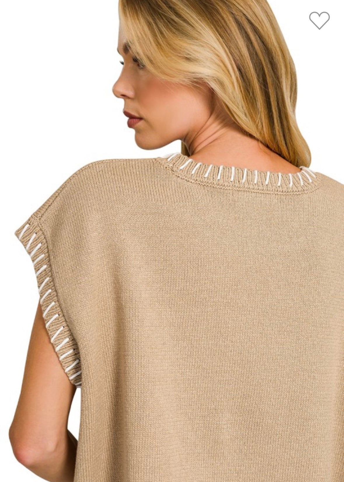 Stitch Detail Sweater Vest-Sweater Vest-ZENANA-Stuffology - Where Vintage Meets Modern, A Boutique for Real Women in Crosbyton, TX