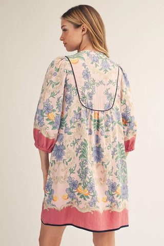 3/4 Sleeve Floral Peasant Dress-Dresses-Jodifl-Stuffology - Where Vintage Meets Modern, A Boutique for Real Women in Crosbyton, TX