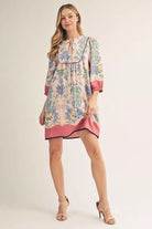 3/4 Sleeve Floral Peasant Dress-Dresses-Jodifl-Stuffology - Where Vintage Meets Modern, A Boutique for Real Women in Crosbyton, TX