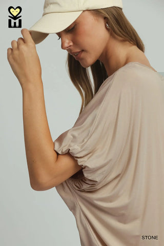 Double Lined Bamboo Bubble Sleeve Hem Top-Blouse-Umgee-Stuffology - Where Vintage Meets Modern, A Boutique for Real Women in Crosbyton, TX