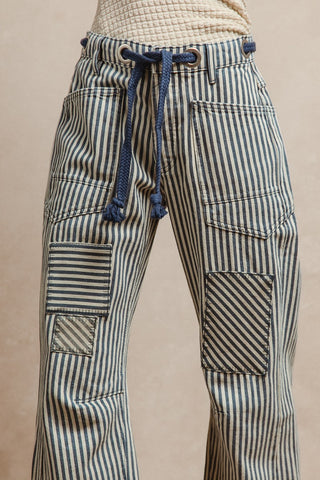 Navy Striped Barrel Pants-Pants-BiBi-Stuffology - Where Vintage Meets Modern, A Boutique for Real Women in Crosbyton, TX