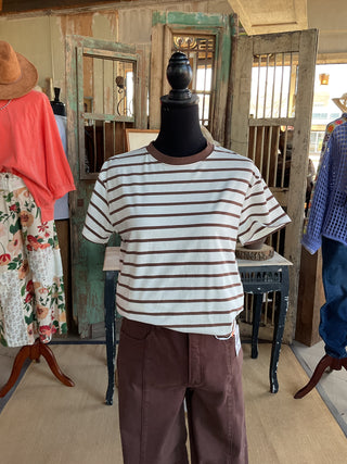 Striped Crew Neck Tee-Tops-Zenana-Stuffology - Where Vintage Meets Modern, A Boutique for Real Women in Crosbyton, TX