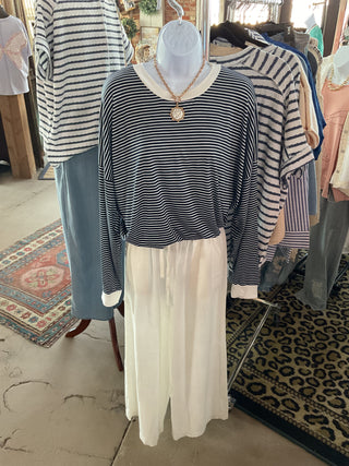 Loose Fit Stripe Tunic Top-Top-Burgundy Apparel-Stuffology - Where Vintage Meets Modern, A Boutique for Real Women in Crosbyton, TX