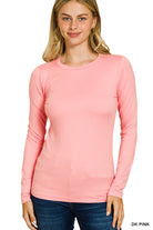 Long Sleeve Round Neck Tee-Tops-Zenana-Stuffology - Where Vintage Meets Modern, A Boutique for Real Women in Crosbyton, TX