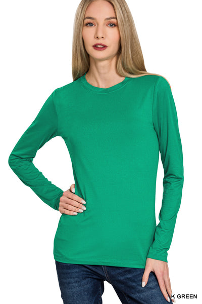 Long Sleeve Round Neck Tee-Tops-Zenana-Stuffology - Where Vintage Meets Modern, A Boutique for Real Women in Crosbyton, TX