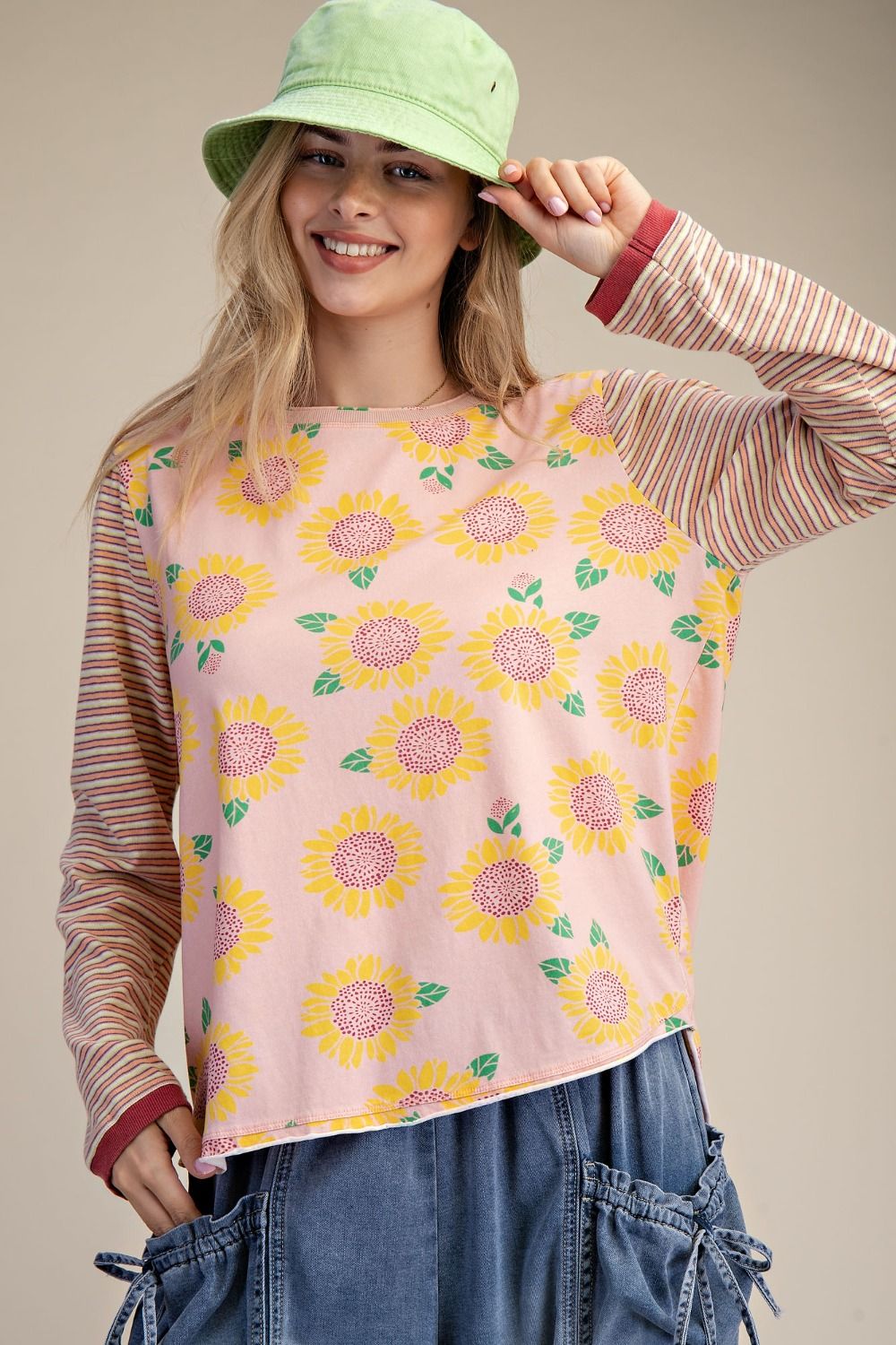 Mineral Washed Sunflower Top-Easel-Stuffology - Where Vintage Meets Modern, A Boutique for Real Women in Crosbyton, TX