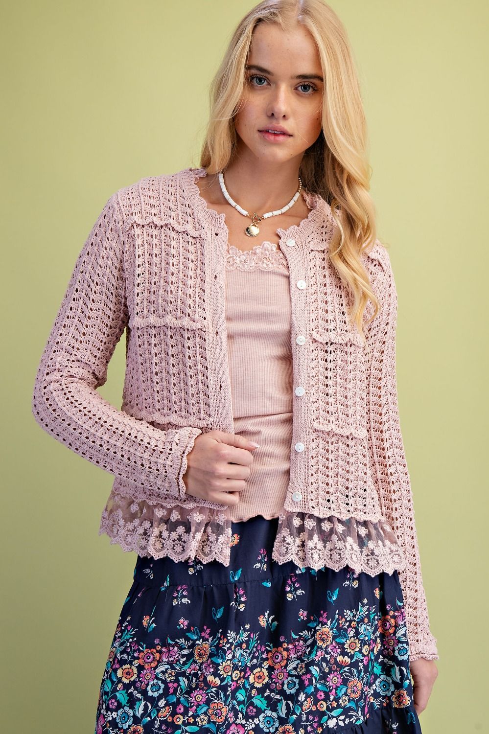 Lace Bottom Open Knitted Cardigan-Stuffology Boutique -Stuffology - Where Vintage Meets Modern, A Boutique for Real Women in Crosbyton, TX