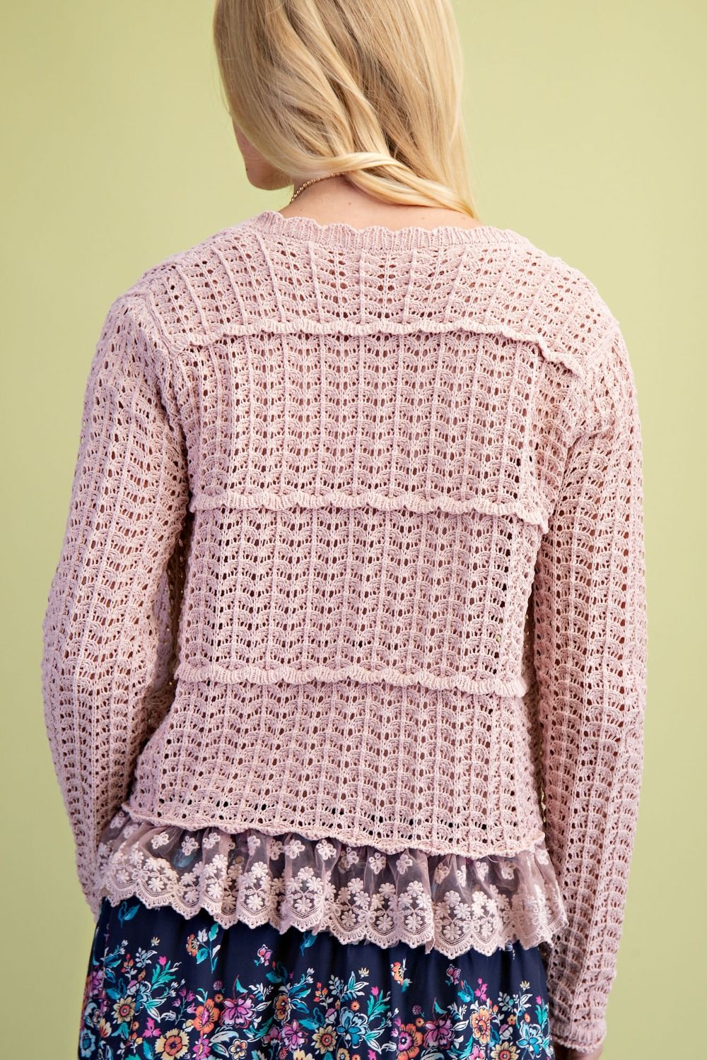 Lace Bottom Open Knitted Cardigan-Stuffology Boutique -Stuffology - Where Vintage Meets Modern, A Boutique for Real Women in Crosbyton, TX