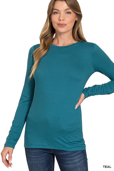 Long Sleeve Round Neck Tee-Tops-Zenana-Stuffology - Where Vintage Meets Modern, A Boutique for Real Women in Crosbyton, TX