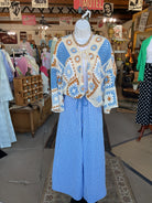 Blue Gingham Wide-Leg Drawstring Pants-Pants-Easel-Stuffology - Where Vintage Meets Modern, A Boutique for Real Women in Crosbyton, TX