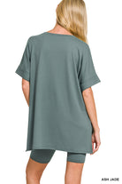 Brushed Microfiber R Neck Top with Bike Shorts Set-Matching Sets-Zenana-Stuffology - Where Vintage Meets Modern, A Boutique for Real Women in Crosbyton, TX