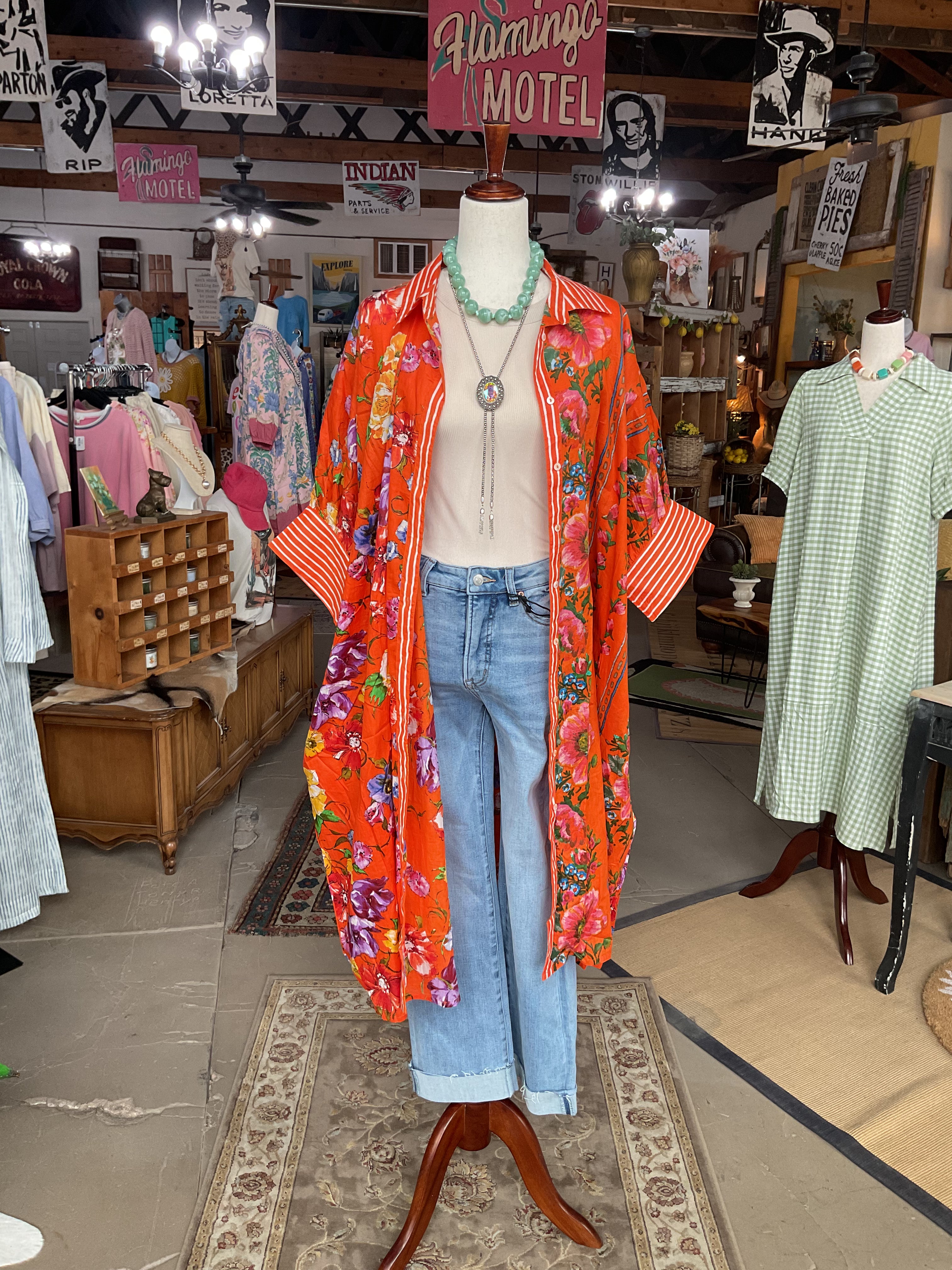 Short Sleeve Floral Maxi Button Down Dress-Dresses-Pol Clothing-Stuffology - Where Vintage Meets Modern, A Boutique for Real Women in Crosbyton, TX