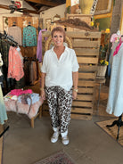 Collared V-Neck Short Sleeve Top-Blouse-Zenana-Stuffology - Where Vintage Meets Modern, A Boutique for Real Women in Crosbyton, TX