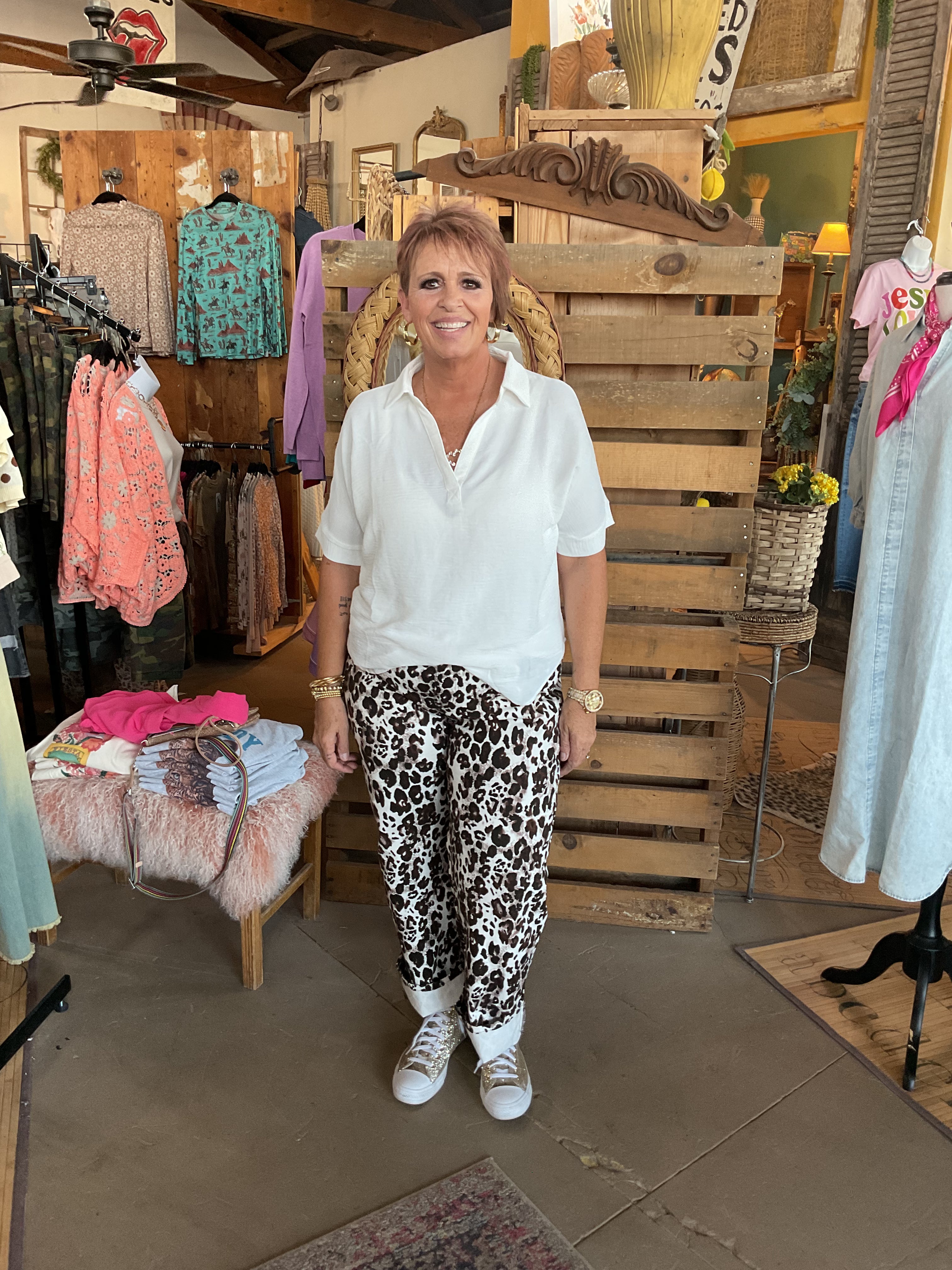 Collared V-Neck Short Sleeve Top-Blouse-Zenana-Stuffology - Where Vintage Meets Modern, A Boutique for Real Women in Crosbyton, TX