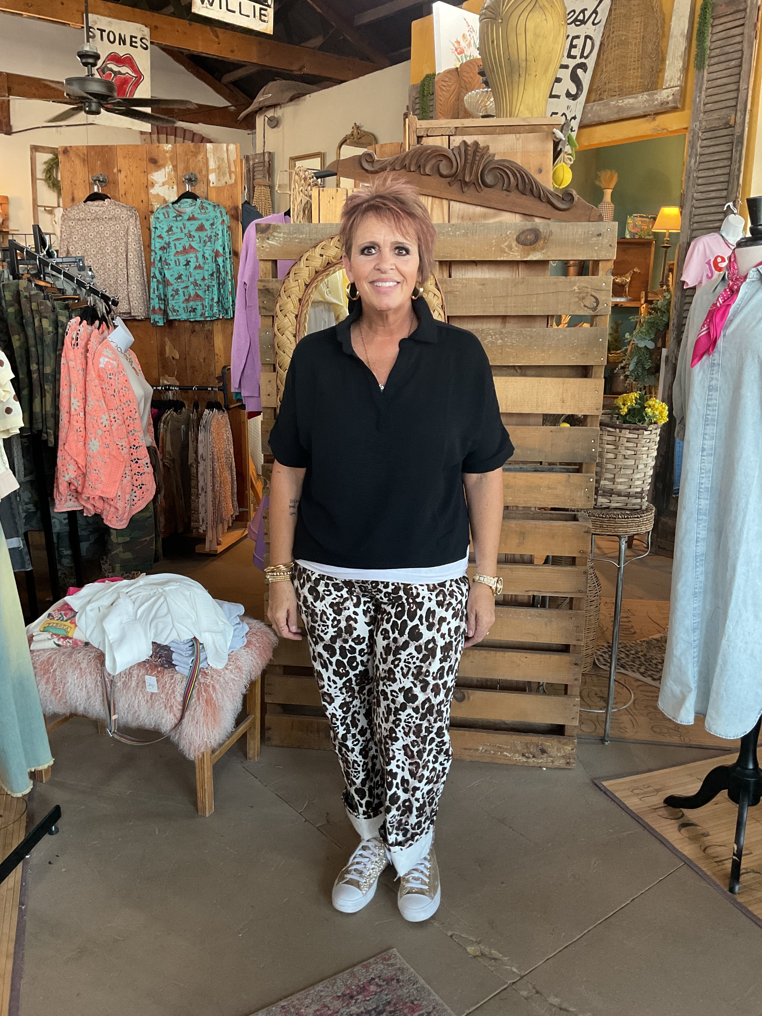 Collared V-Neck Short Sleeve Top-Blouse-Zenana-Stuffology - Where Vintage Meets Modern, A Boutique for Real Women in Crosbyton, TX