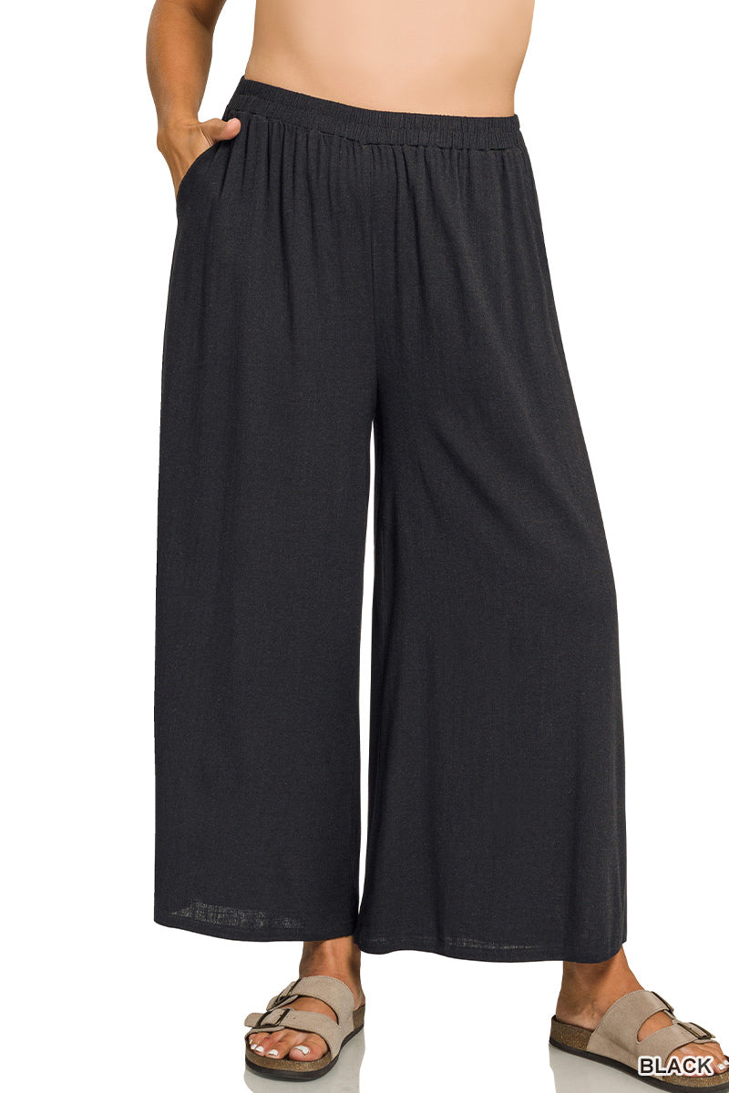 Black Elastic Band Pants-Pants-Zenana-Stuffology - Where Vintage Meets Modern, A Boutique for Real Women in Crosbyton, TX