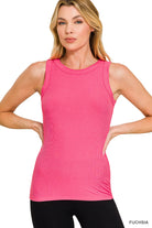 Ribbed Round Neck Colored Tank Top-Tank Tops-Zenana-Stuffology - Where Vintage Meets Modern, A Boutique for Real Women in Crosbyton, TX