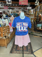 She's From Texas Graphic Tee-Graphic Tees-Texas True Threads-Stuffology - Where Vintage Meets Modern, A Boutique for Real Women in Crosbyton, TX